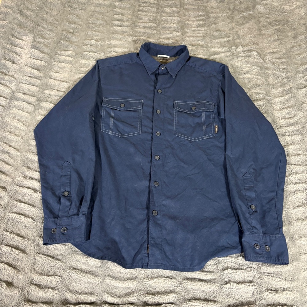Columbia Mens Navy Blue Silver Ridge Long Sleeve Vented Fishing Shirt AR875